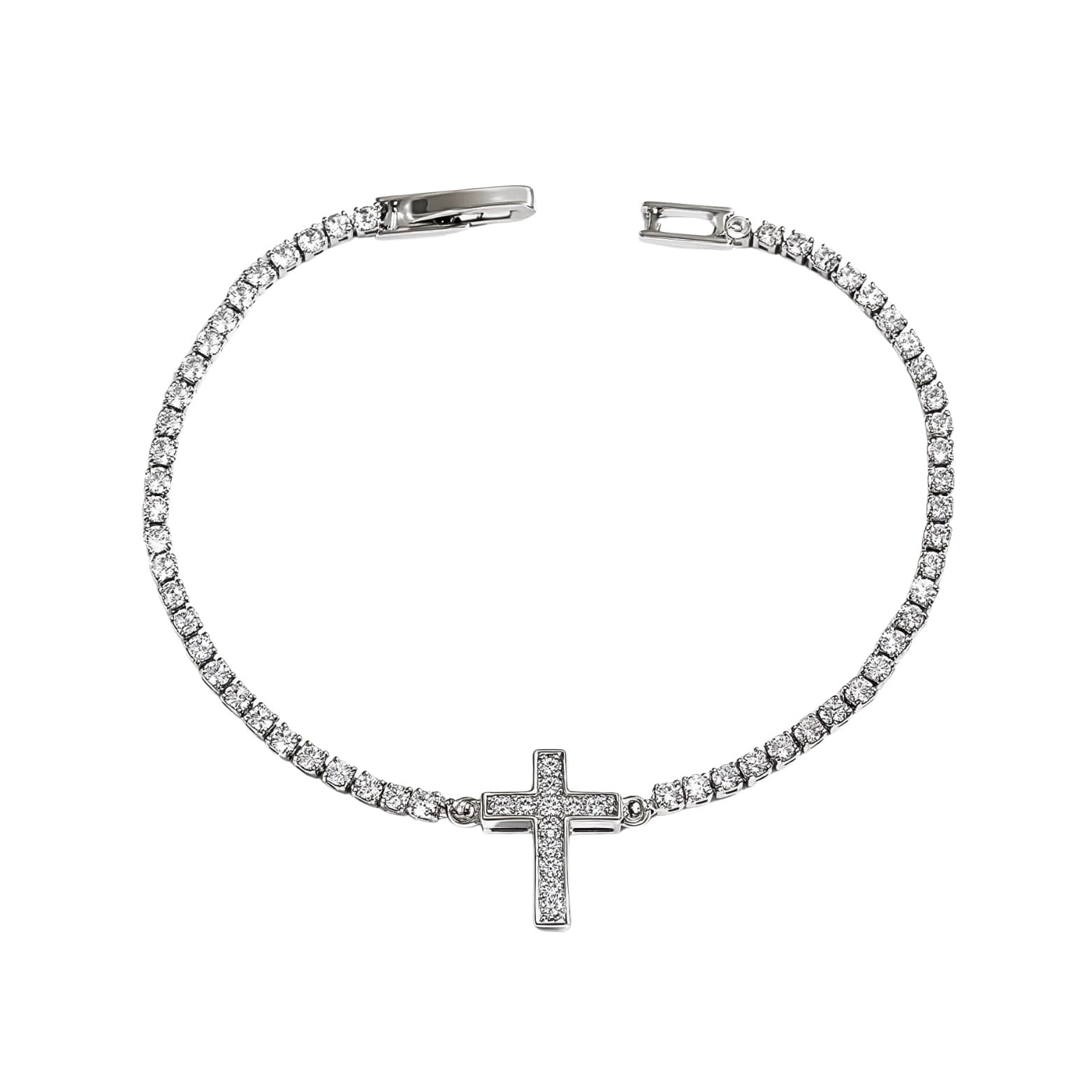 925 Sterling Silver Cross Tennis Bracelet