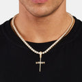 925 Sterling Silver Nail Cross Chain - Gold