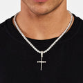 925 Sterling Silver Nail Cross Chain - Silver